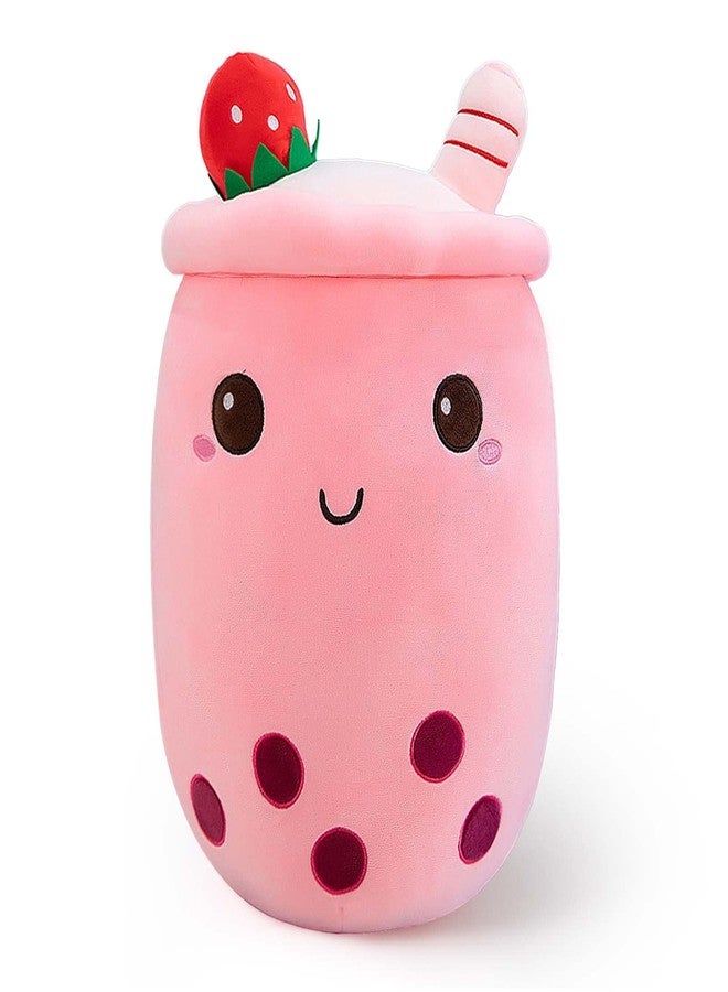 Ditucu Cute Boba Tea Plush Stuffed Bubble Tea Plushie Cartoon Soft Strawberry Pillow Home Hugging Gift for Kids Pink 13.7 inch - Image 1